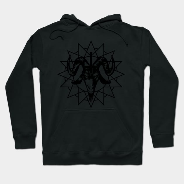 Satanic Goat Head with Chaos Star (black) Hoodie by Mystic-Land